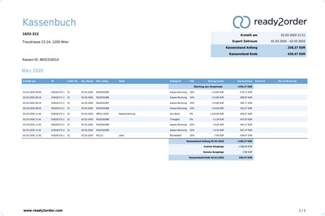 Ready Order Support Hilfe Center Kassenbuch Datenexport Pdf Oder