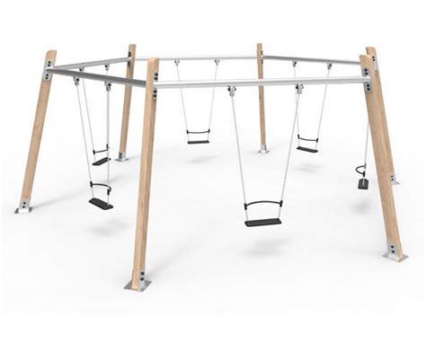 Wooden Swing HEXA Benito Steel Playground Multiple