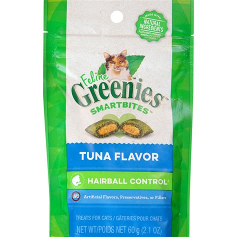 Greenies Treats for Cats, Tuna Flavor, Hairball Control (60 g) - Instacart