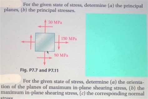 Solved For The Given State Of Stress Determine A The