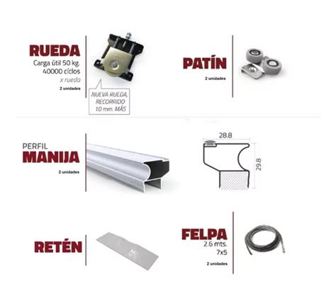 Kit Integral Frente Placard Hoja Adicional Aluminio Classic