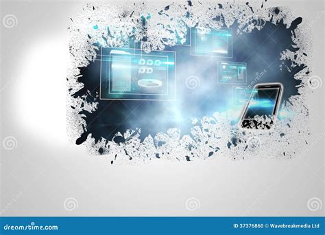 Splash On Wall Revealing Technology Interface Stock Illustration