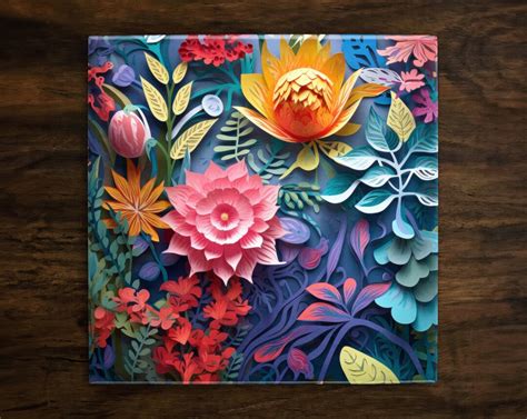 Floral Art, on a Glossy Ceramic Decorative Tile, Free Shipping to USA - Etsy