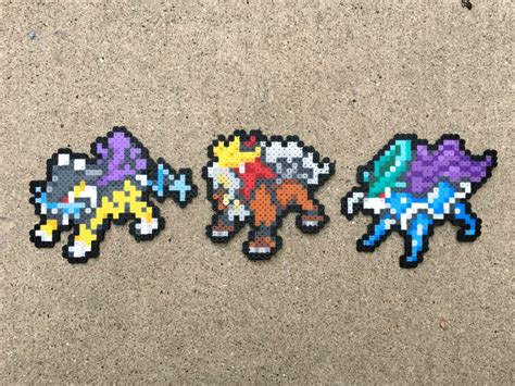 Gen Legendary Beasts Trio Raikou Entei Suicune Pokemon Perler Bead