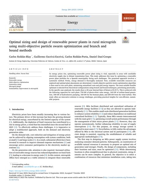 Pdf Optimal Sizing And Design Of Renewable Power Plants In Rural