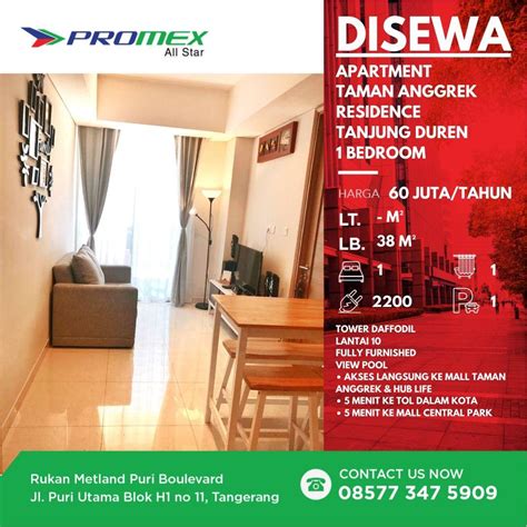 Di Sewa Apartemen Taman Anggrek Residence Tanjung Duren 1 Bedroom