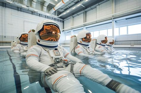 Instalação De Treinamento De Gravidade Zero Astronautas Em Uma Piscina