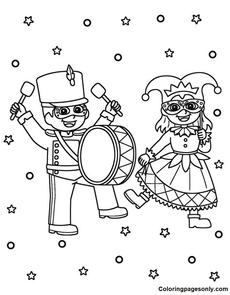 Mardi Gras Boy Playing Trumpet Coloring Pages Mardi Gras Coloring