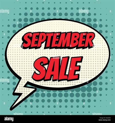 September Sale Comic Book Bubble Text Retro Style Stock Vector Image