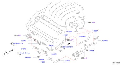 2005 Nissan Maxima Engine Coolant Hose 14056 8Y005 Genuine Nissan Part