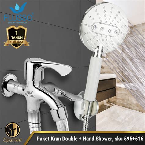 Jual Paket Shower Genggam Set Komplit Mandi Kran Double Keran Cabang