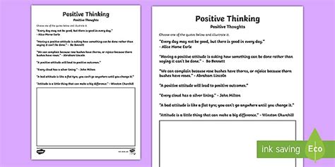 Positive Thoughts Activity (teacher made) - Twinkl