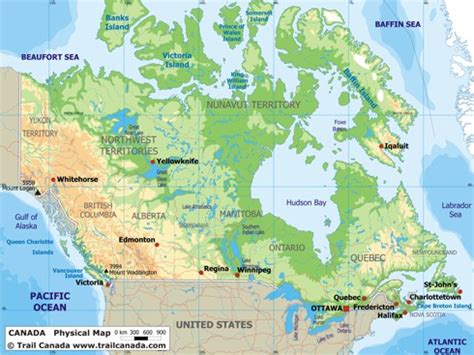 Physical Canada Map