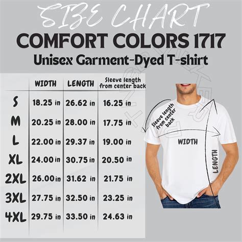 Comfort Colors 1717 Size Chart | Size Chart for Unisex Garment-dyed T