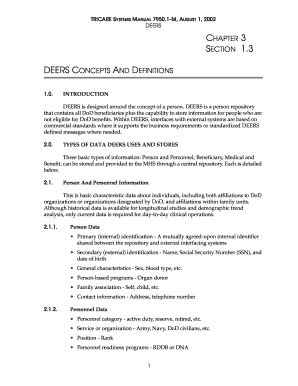 Fillable Online TS02 Chap 3 Sect 1 3 DEERS Concepts And Definitions