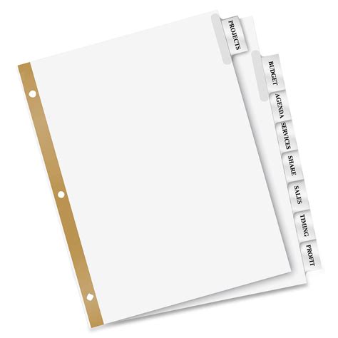 Avery Big Tab Insertable Dividers 8 Tab Clear Ld Products