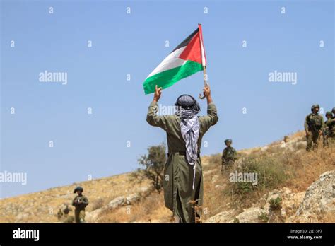 Juin Naplouse Cisjordanie Palestine Un Manifestant