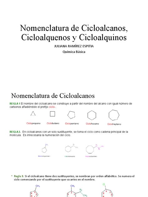 Nomenclatura De Cicloalcanos Cicloalquenos Y Cicloalquinos Pdf