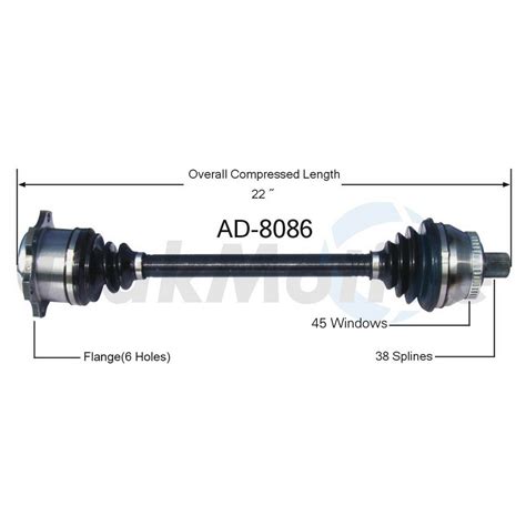 Audi CV Axle Shaft Front Driver Side Aftermarket AD8086 Surtrack AD