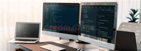 Software Development Interface Display Coding Script On Monitor