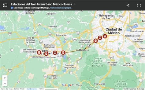 Este es el mapa de las estaciones del Tren Interurbano México Toluca