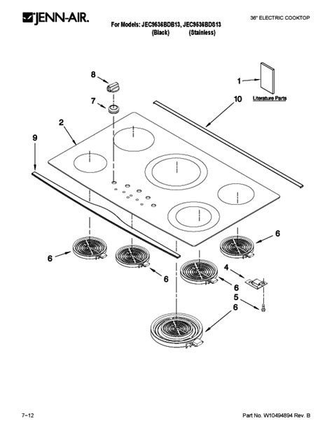 Jenn Air JEC9536BDS13 Electric Cooktop Partswarehouse