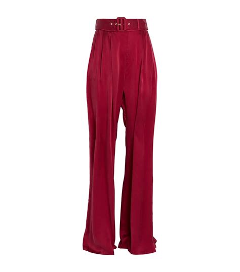 Zimmermann Silk Belted Wide Leg Trousers Harrods Us