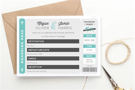 Boarding Pass Wedding Invitation By Clementinecreative On Envato Elements