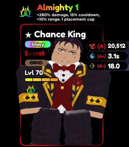 Shiny Chance King Almighty EVO Lvl 70 Secret Hakari Roblox Anime