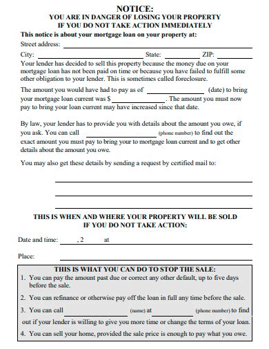 Free 10 Notice Of Foreclosure Samples In Pdf
