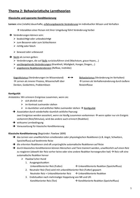 02 Behavioristische Lerntheorien Thema 2 Behavioristische