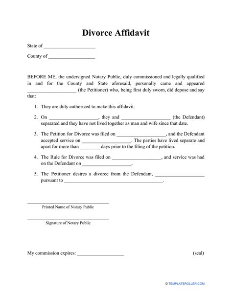 Divorce Affidavit Form Fill Out Sign Online And Download Pdf Templateroller