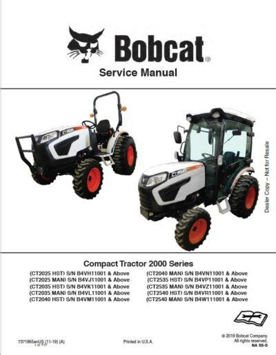 Bobcat Ct2025 Ct2035 Ct2535 Ct2540 Tractor Service Repair Manual