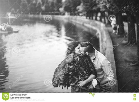 Young Couple Near Lake In The Park Stock Image Image Of Feelings