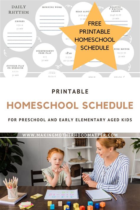 Printable Daily Homeschool Schedule for Kids | Homeschool schedule ...