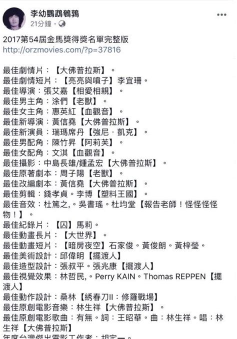 太扯了！金馬得獎名單疑外洩 評審貼出惠英紅涂們封影帝后 娛樂星聞