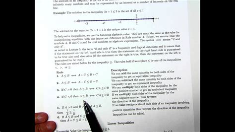 Precalculus Lecture 7 Part 1 Solving Inequalities Youtube