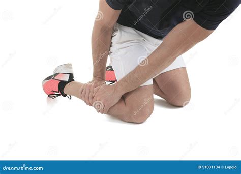 Running Physical Injury Leg Muscle Pain In Studio Stock Photo Image