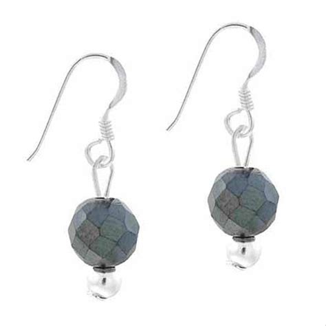 925 Silver 6mm Faceted Hematite Bead Dangle Earrings Ebay