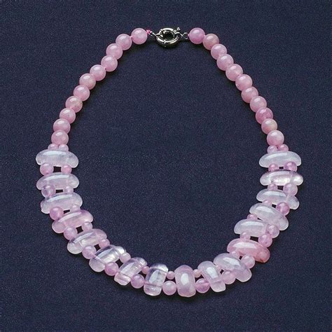 Collier Quartz Rose Clair Perles Et Rectangles La Douceur Collier