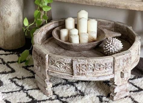 Rajasthani Hand Carved Chakki Table Coffee Table Vintage Etsy