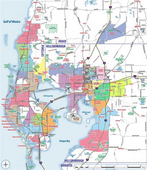 Tampa Bay Area Map Stock Vector. Illustration Of Cities - 48412342 ...