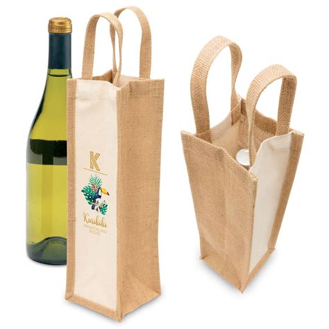 Promotional Eco Jute Single Bottle Wine Bags Branded Online