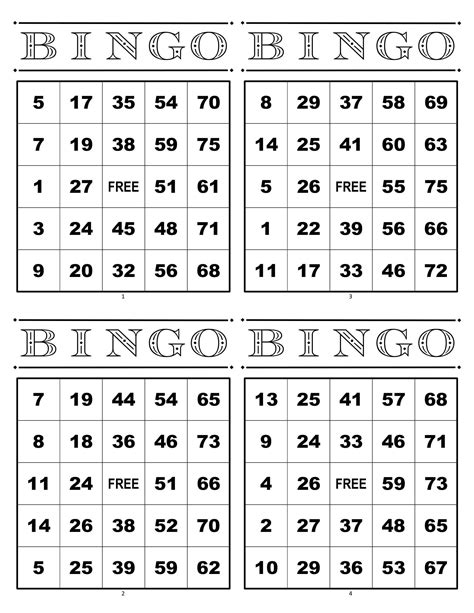 Bingo Cards Per Page