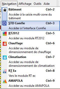 Menu Navigation Editeur Documentation des logiciels IZUBA énergies