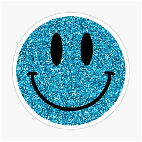 Blue Glitter Smiley Face Sticker For Sale By FLAREapparel Redbubble