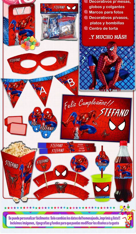 Kit Imprimible Spiderman Cotillón Decorativo Candy Bar 39 99