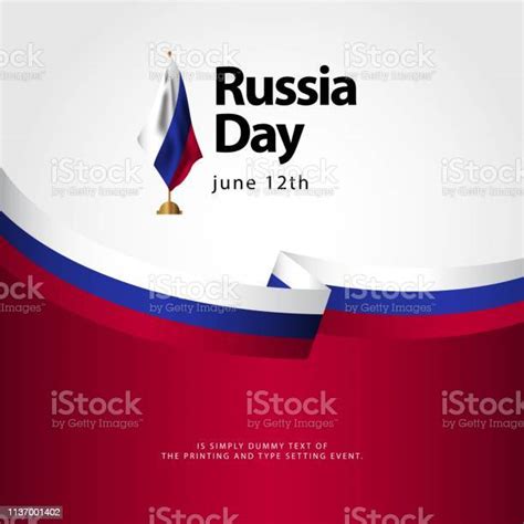 Ilustrasi Desain Templat Vektor Bendera Hari Rusia Ilustrasi Stok