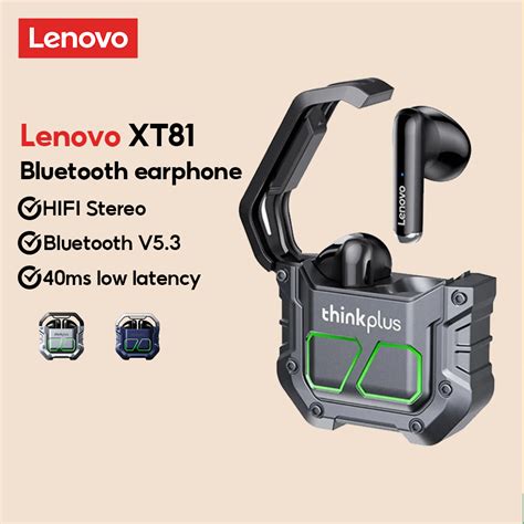 Lenovo Xt81 Bluetooth Earphones Gaming Earphone Sports Noise Cancelling