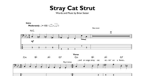 Stray Cat Strut Easy Bass Tab Print Sheet Music Now